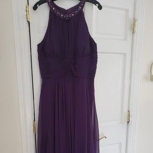 Eliza J Plum Ruffle Halter Gown